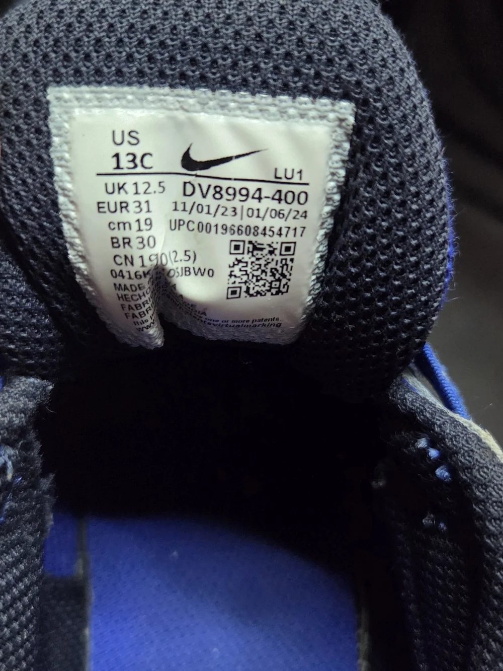 Nike Kids Royal Blue Velcro Sneakers